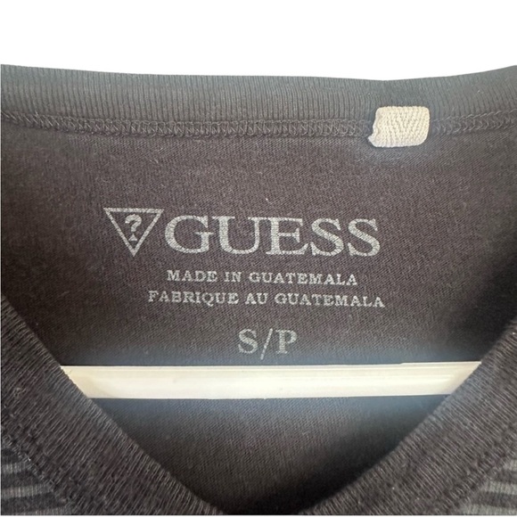Guess Black Short Sleeve Tee with Subtle Stripes - Picture 3 of 4